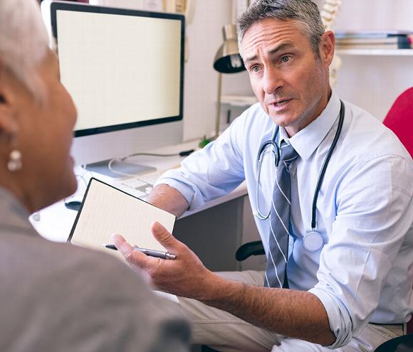 senior GP and patient