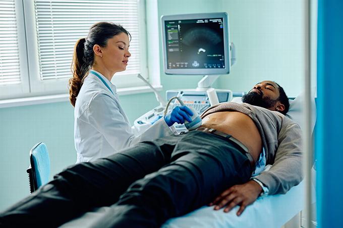 man having a liver ultrasound